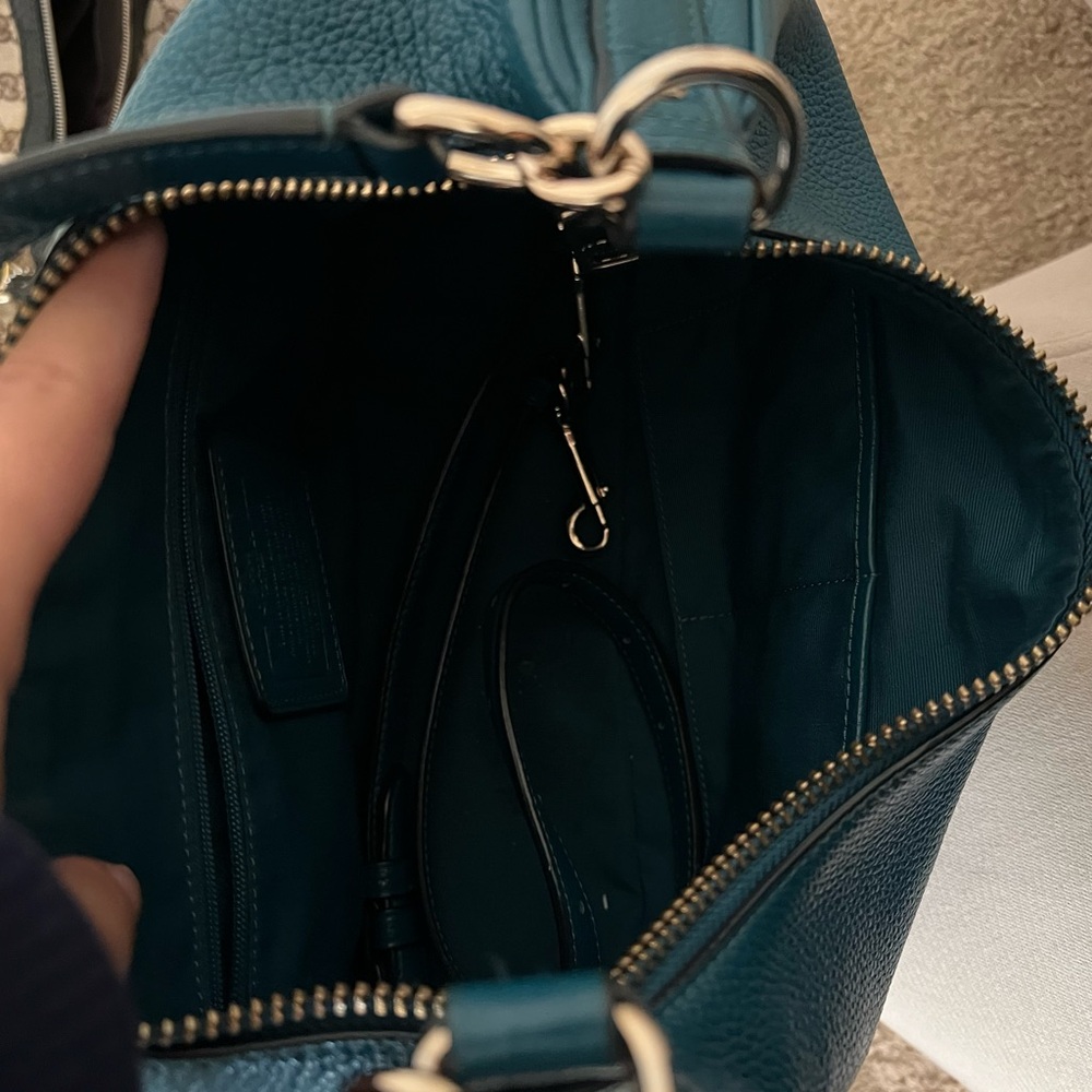 Coach Dark Teal Leather Shoulder Bag - Picture 3 of 4